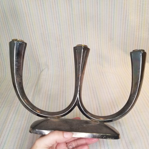 Vintage WMF Germany Silver Plate Tripe Candle Holder Trio Candelabra Art Deco - Picture 7 of 12